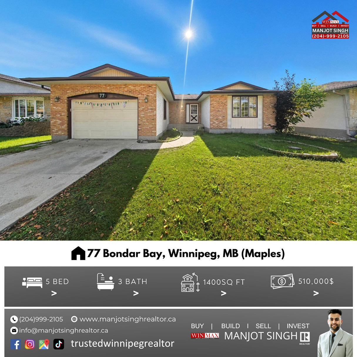 77 Bondar Bay, Winnipeg, MB (Maples)